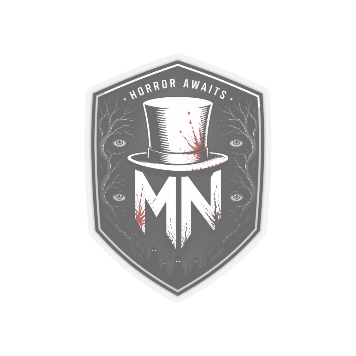 MrNightmare "Horror Awaits" Sticker - alternate angle 2, merchandise